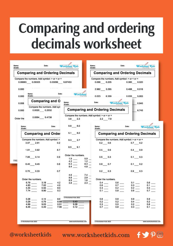 Get 85 Ordering Of Decimals Worksheets Ideas 60