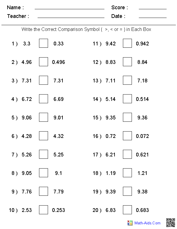 Get 85 Ordering Of Decimals Worksheets Ideas 62