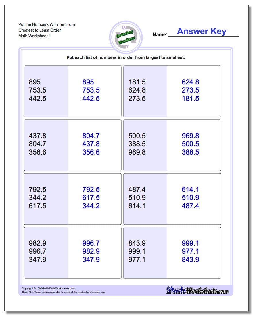 Get 85 Ordering Of Decimals Worksheets Ideas 66