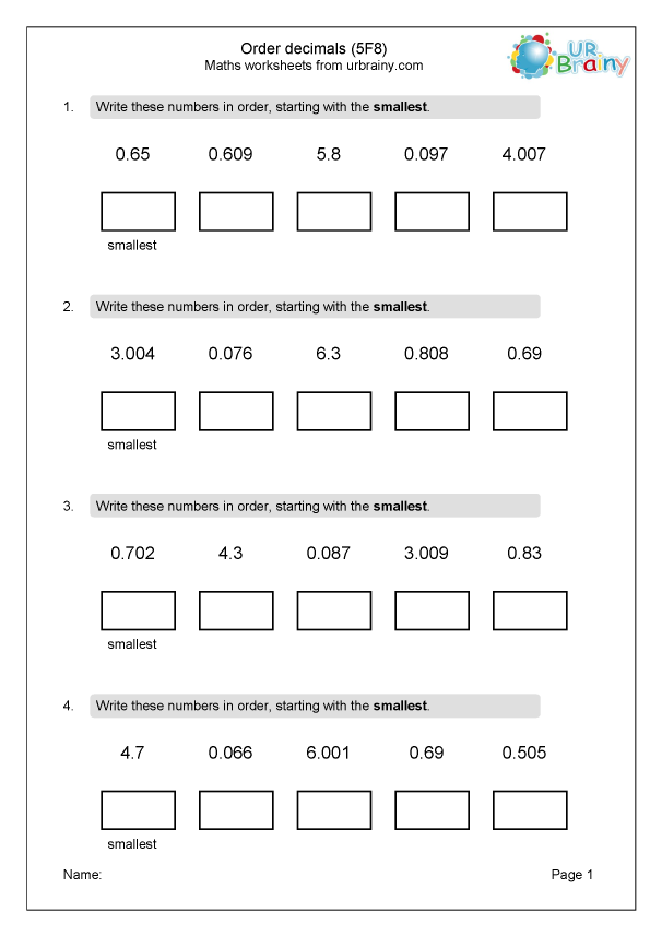 Get 85 Ordering Of Decimals Worksheets Ideas 67