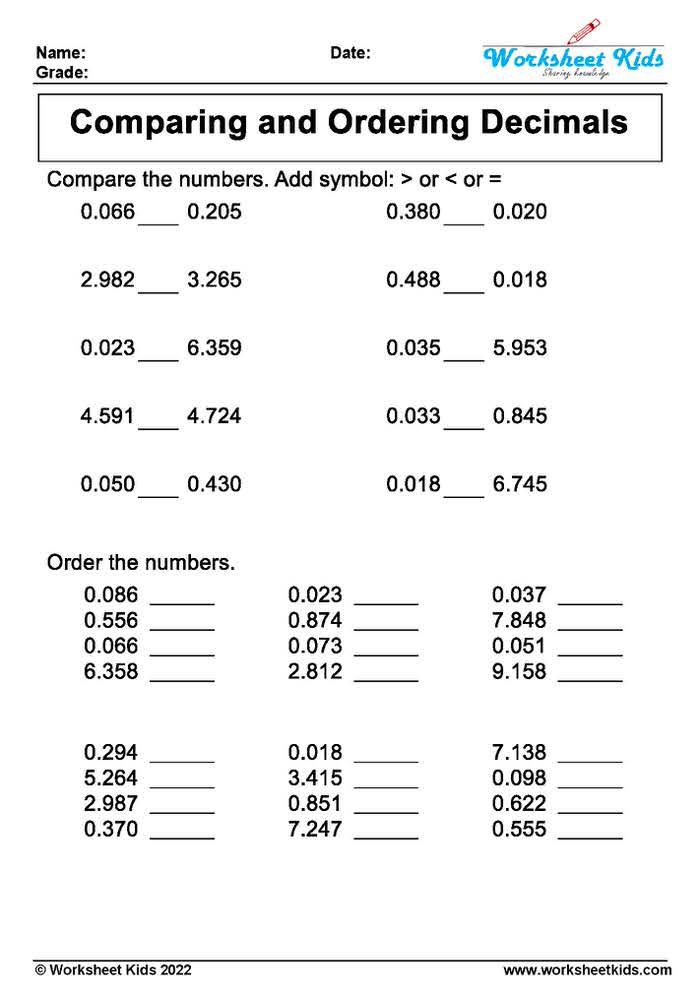 Get 85 Ordering Of Decimals Worksheets Ideas 68