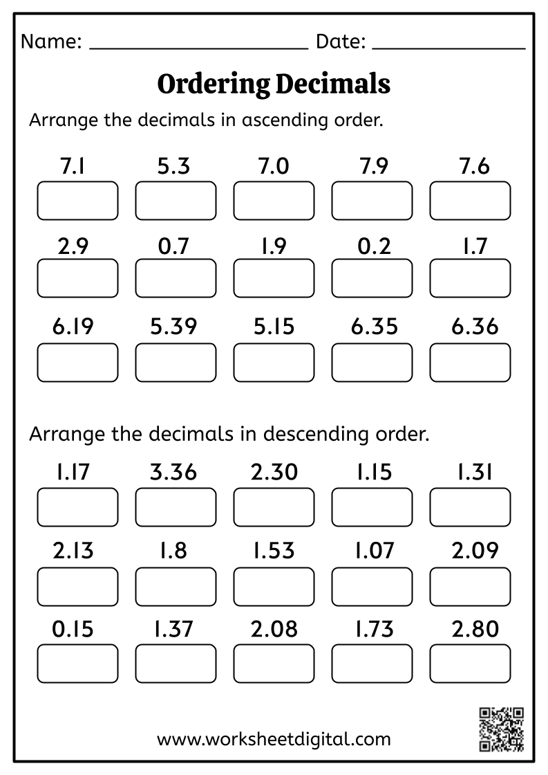 Get 85 Ordering Of Decimals Worksheets Ideas 85