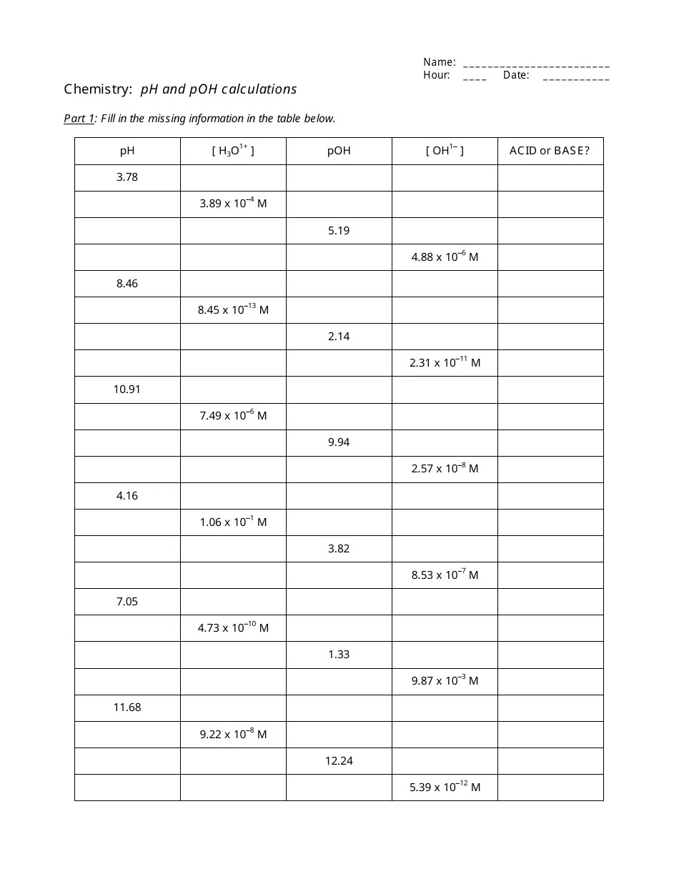 Get 85 Ph Calculations Worksheets Answers Ideas 11