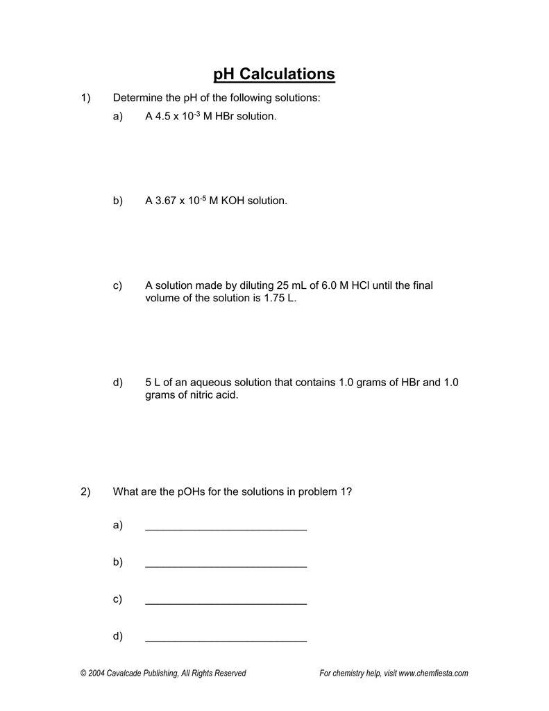 Get 85 Ph Calculations Worksheets Answers Ideas 21