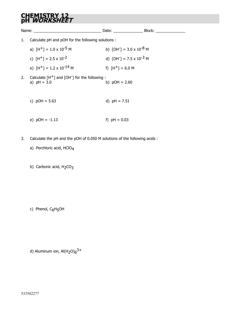 Get 85 Ph Calculations Worksheets Answers Ideas 40