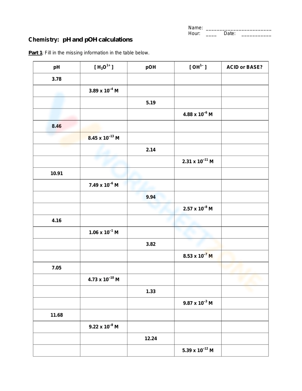 Get 85 Ph Calculations Worksheets Answers Ideas 50