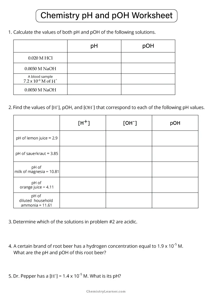 Get 85 Ph Calculations Worksheets Answers Ideas 72