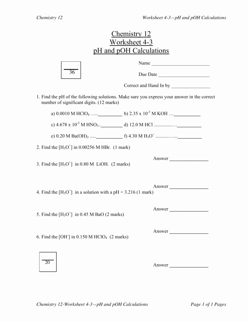 Get 85 Ph Calculations Worksheets Answers Ideas 75