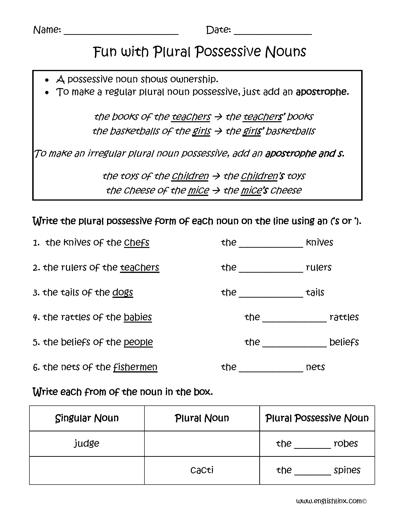 Get 85 Plural Possessive Nouns Worksheets Ideas 16