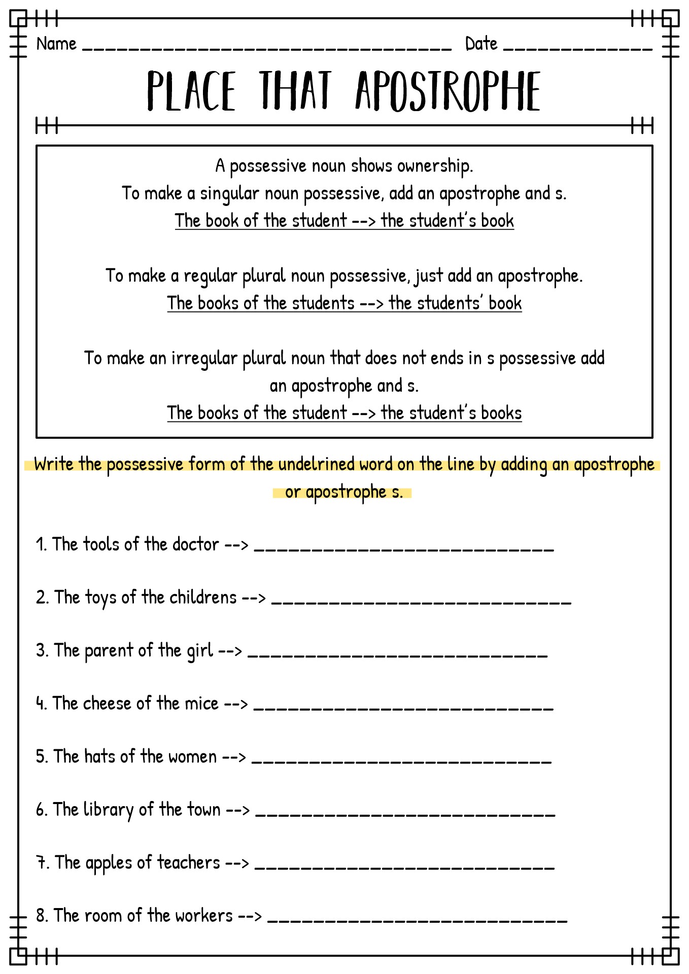 Get 85 Plural Possessive Nouns Worksheets Ideas 33