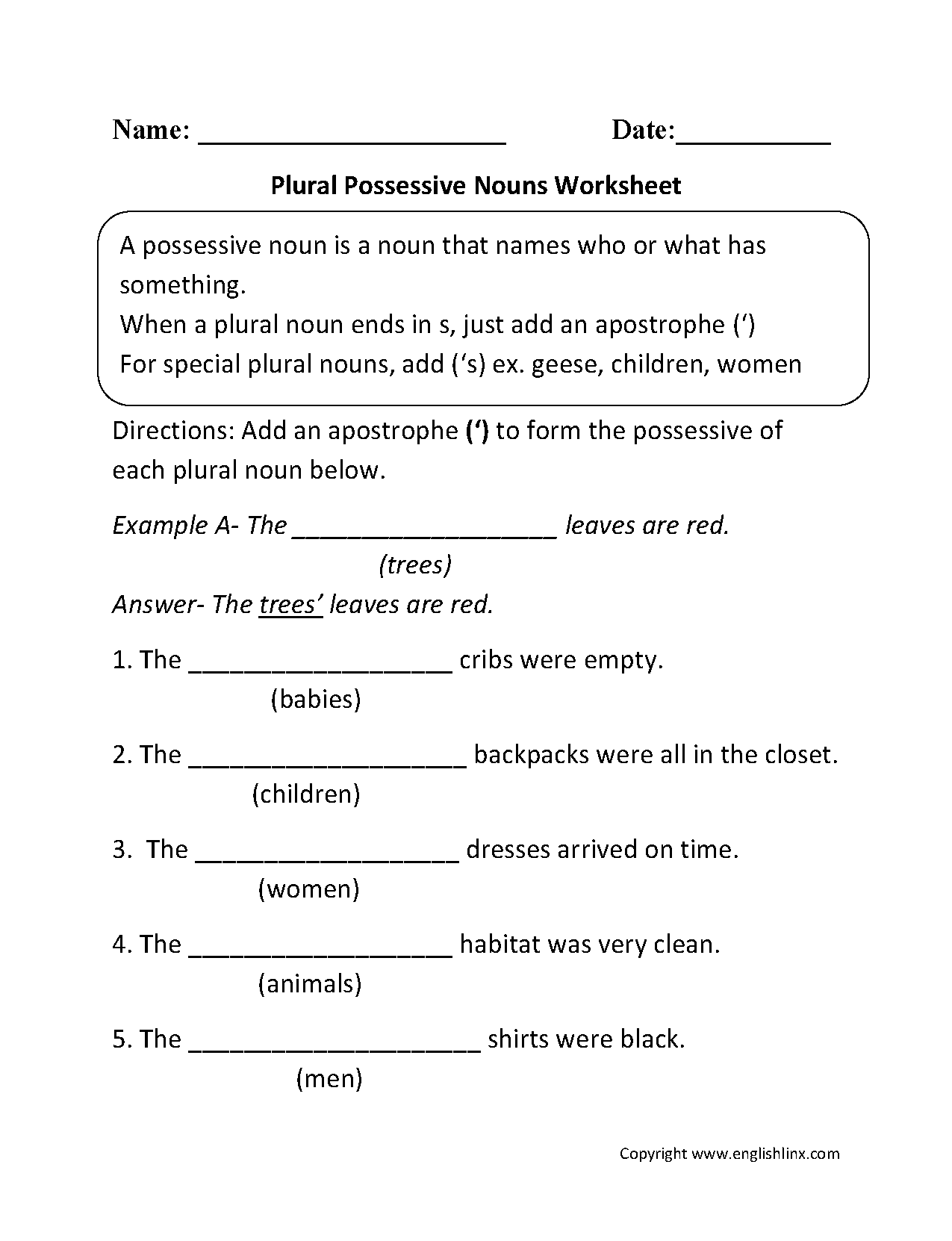 Get 85 Plural Possessive Nouns Worksheets Ideas 48