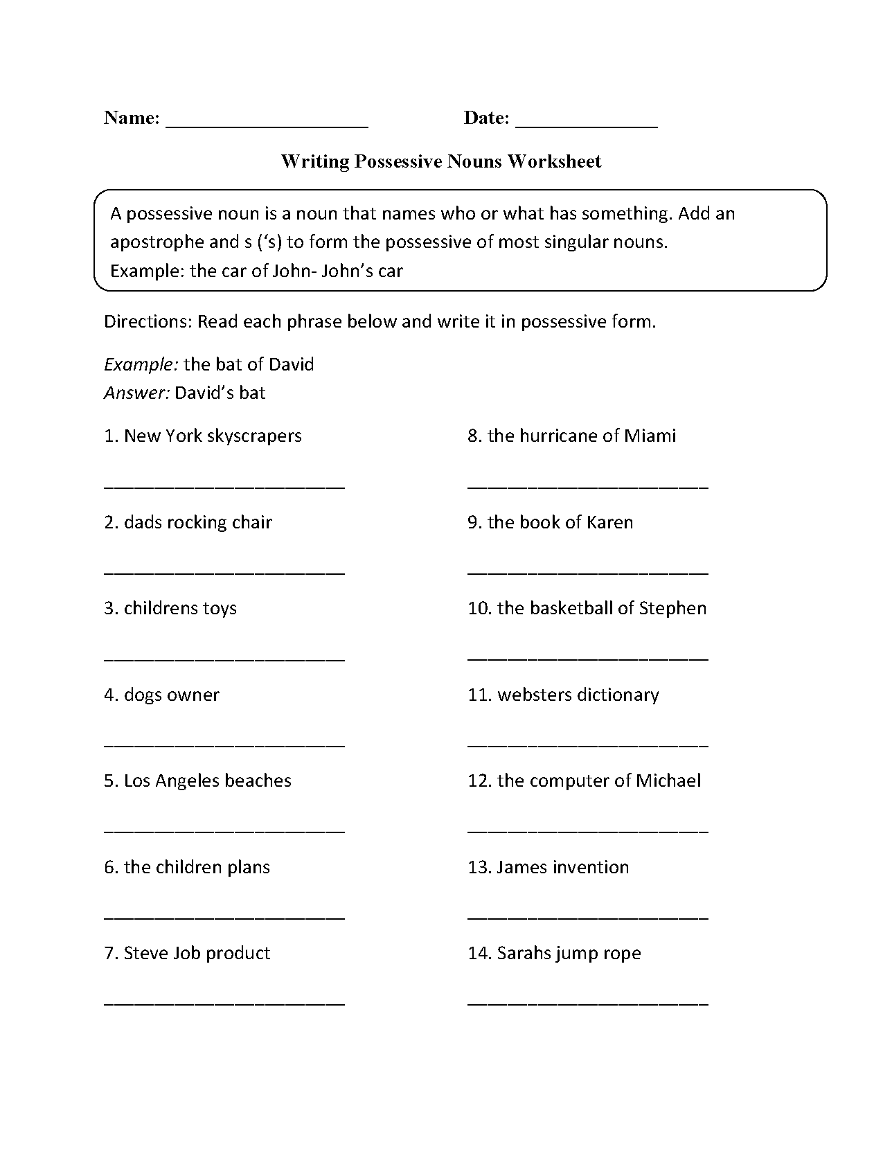 Get 85 Plural Possessive Nouns Worksheets Ideas 55