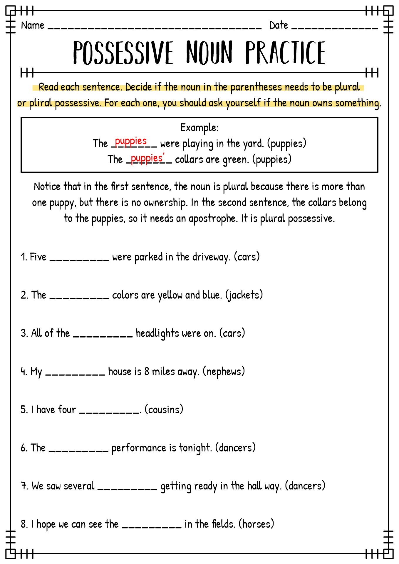 Get 85 Plural Possessive Nouns Worksheets Ideas 59