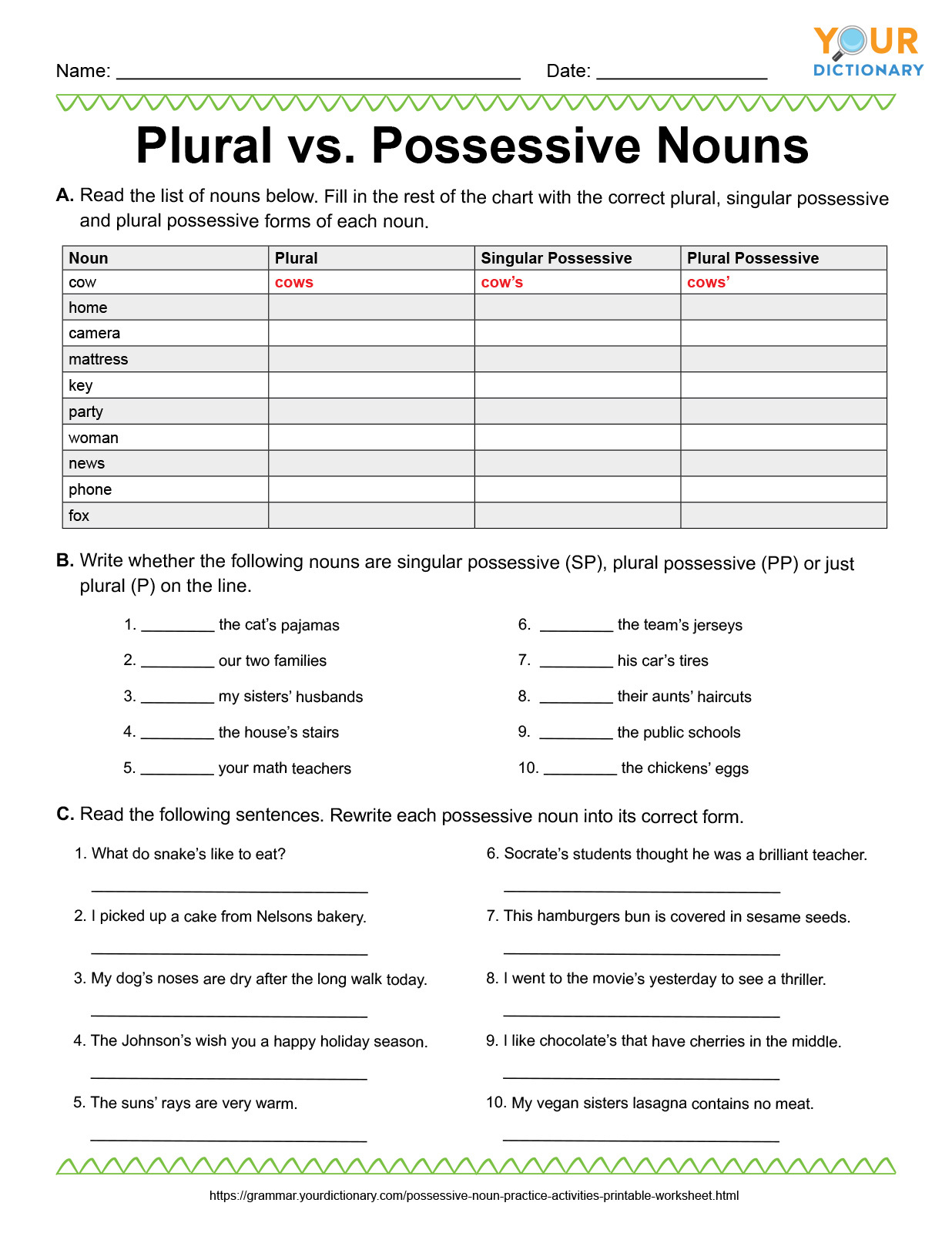 Get 85 Plural Possessive Nouns Worksheets Ideas 70