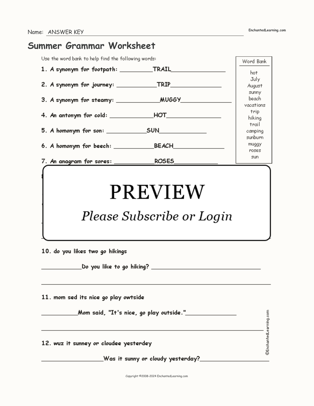 Get 85 Summer Grammar Worksheet Ideas 49