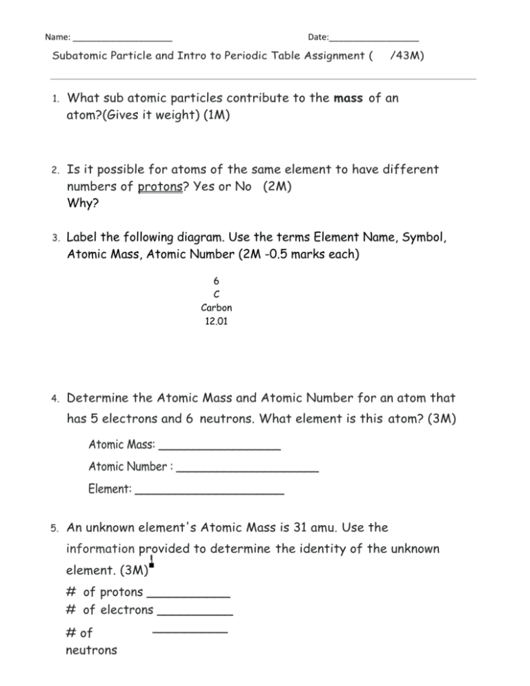 Save 85 Subatomic Particles Worksheets Answers 33