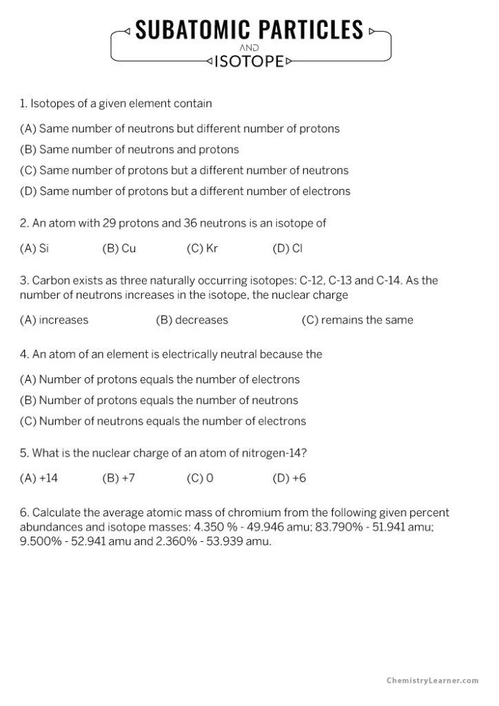 Save 85 Subatomic Particles Worksheets Answers 61