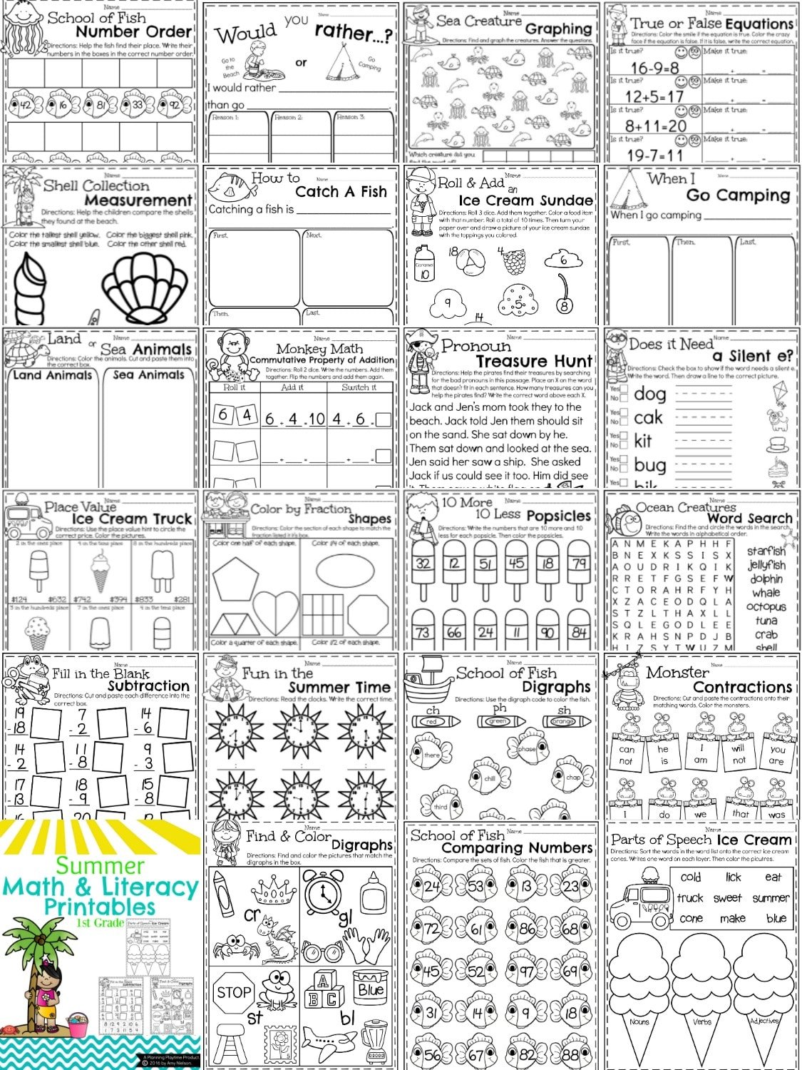 Best 45 1St Grade Summer Math Worksheets Ideas 3