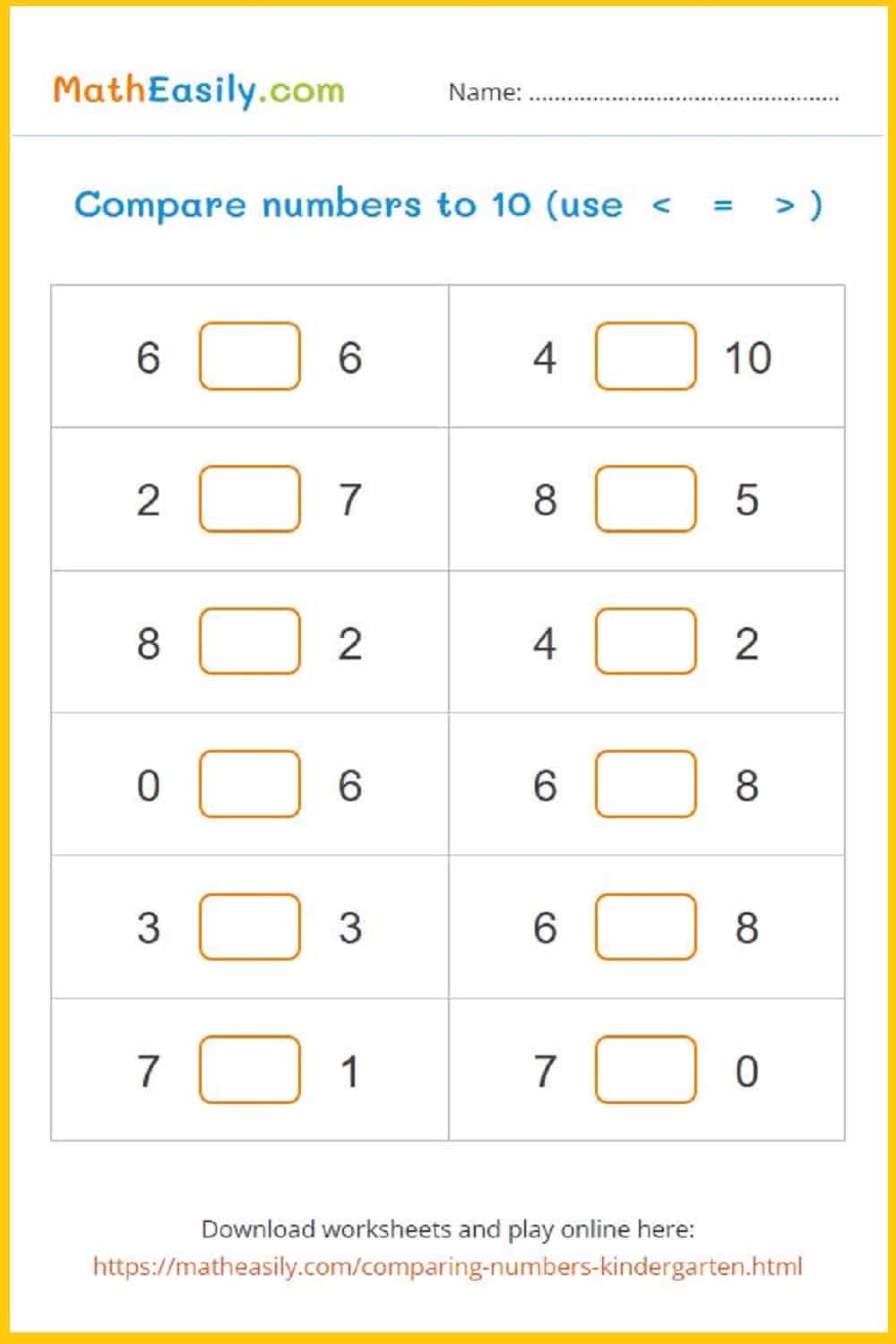 Best 45 Comparing Numbers Worksheets Ideas 29