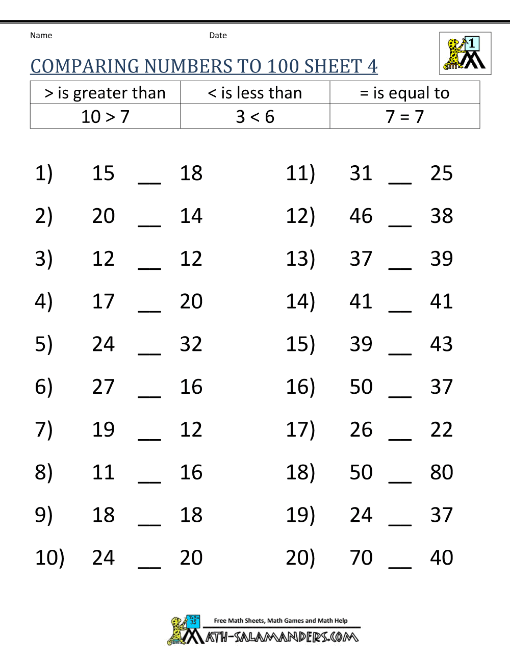 Best 45 Comparing Numbers Worksheets Ideas 35