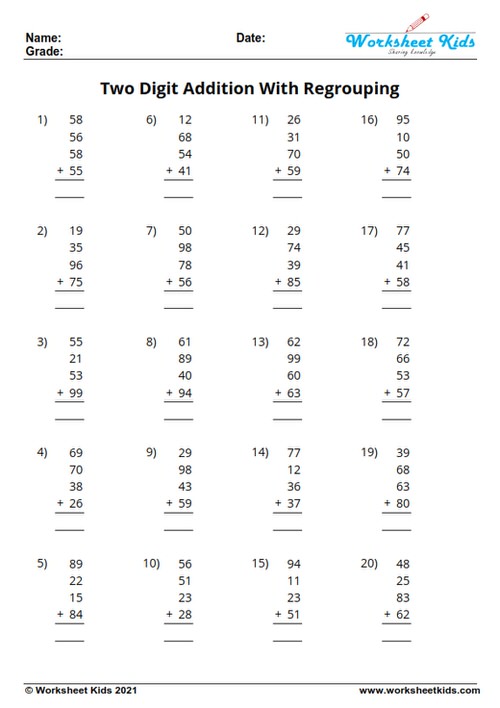 Best 50 Addition With Regrouping Worksheets Ideas 19