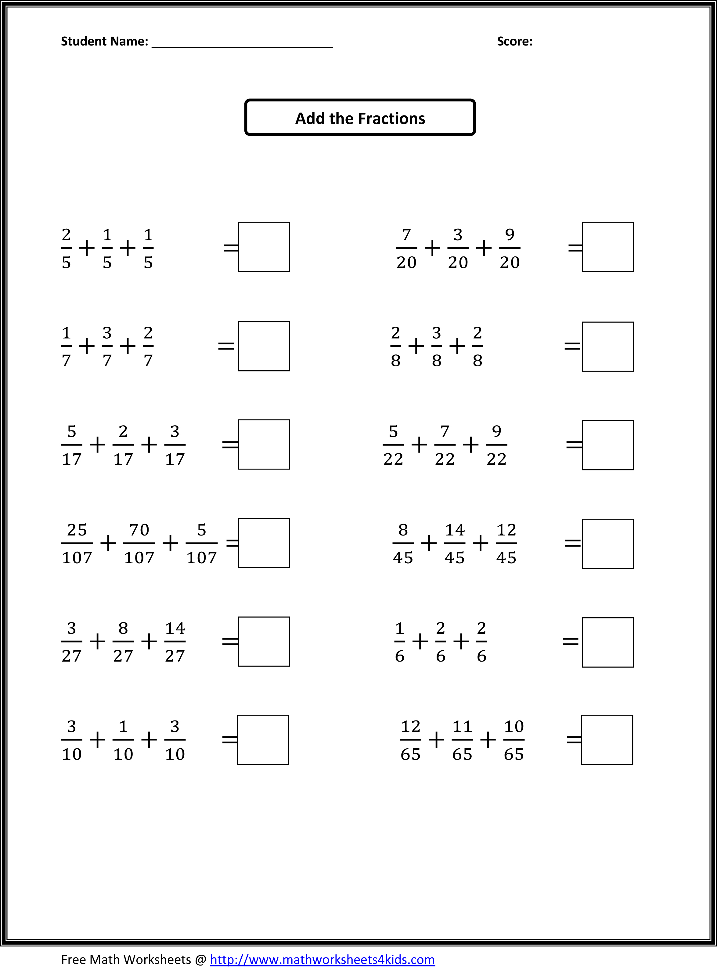 Best 50 Fraction Worksheets For 4Th Graders Ideas 20