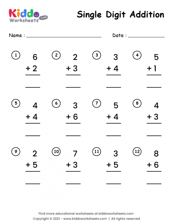 Best 50 Single Digit Addition Worksheets Ideas 18