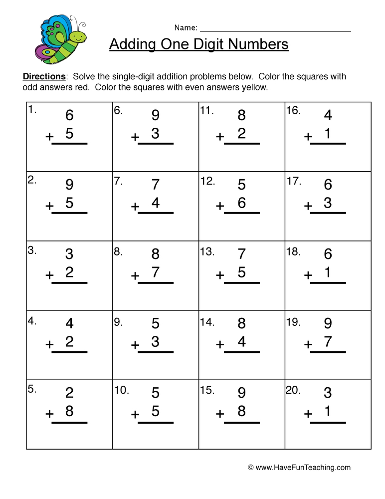 Best 50 Single Digit Addition Worksheets Ideas 21