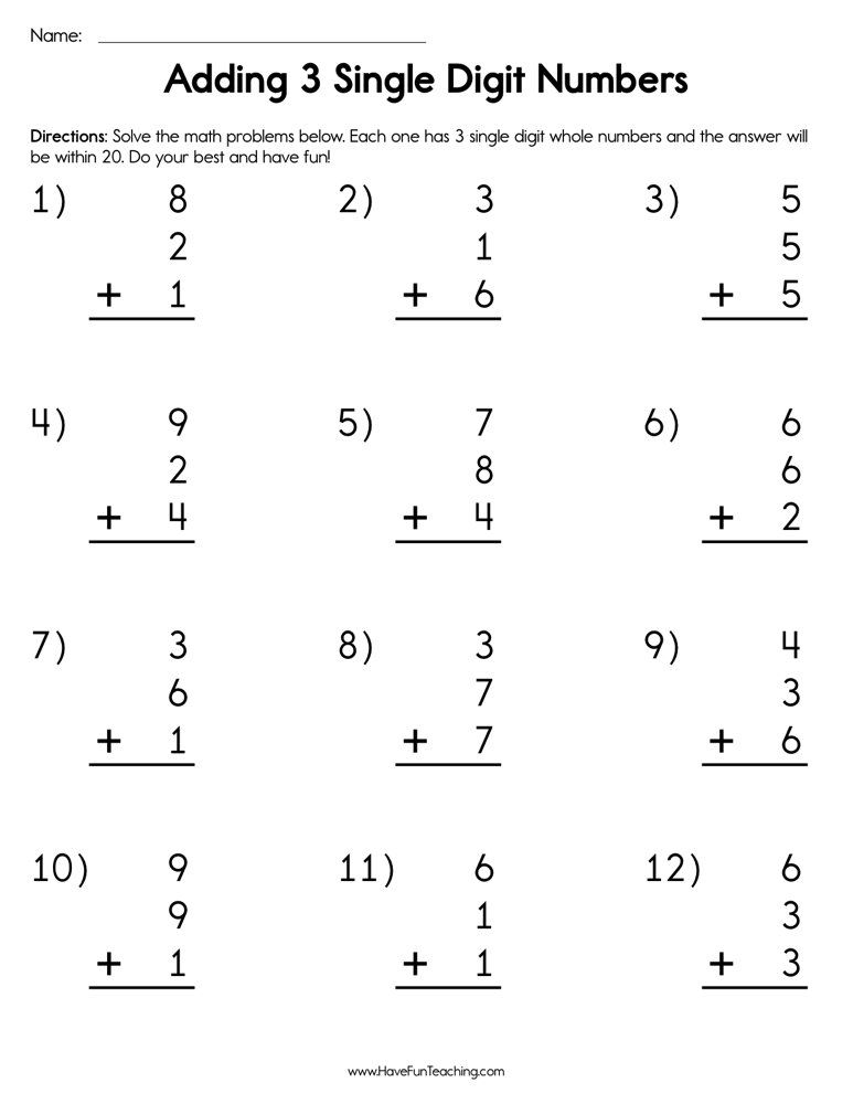 Best 50 Single Digit Addition Worksheets Ideas 22