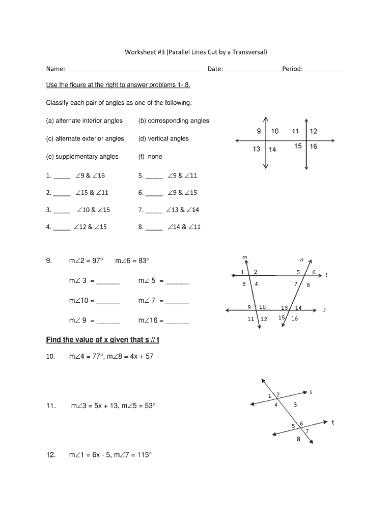 Get 85 Parallel Lines Cut By A Transversal Worksheets Ideas 1