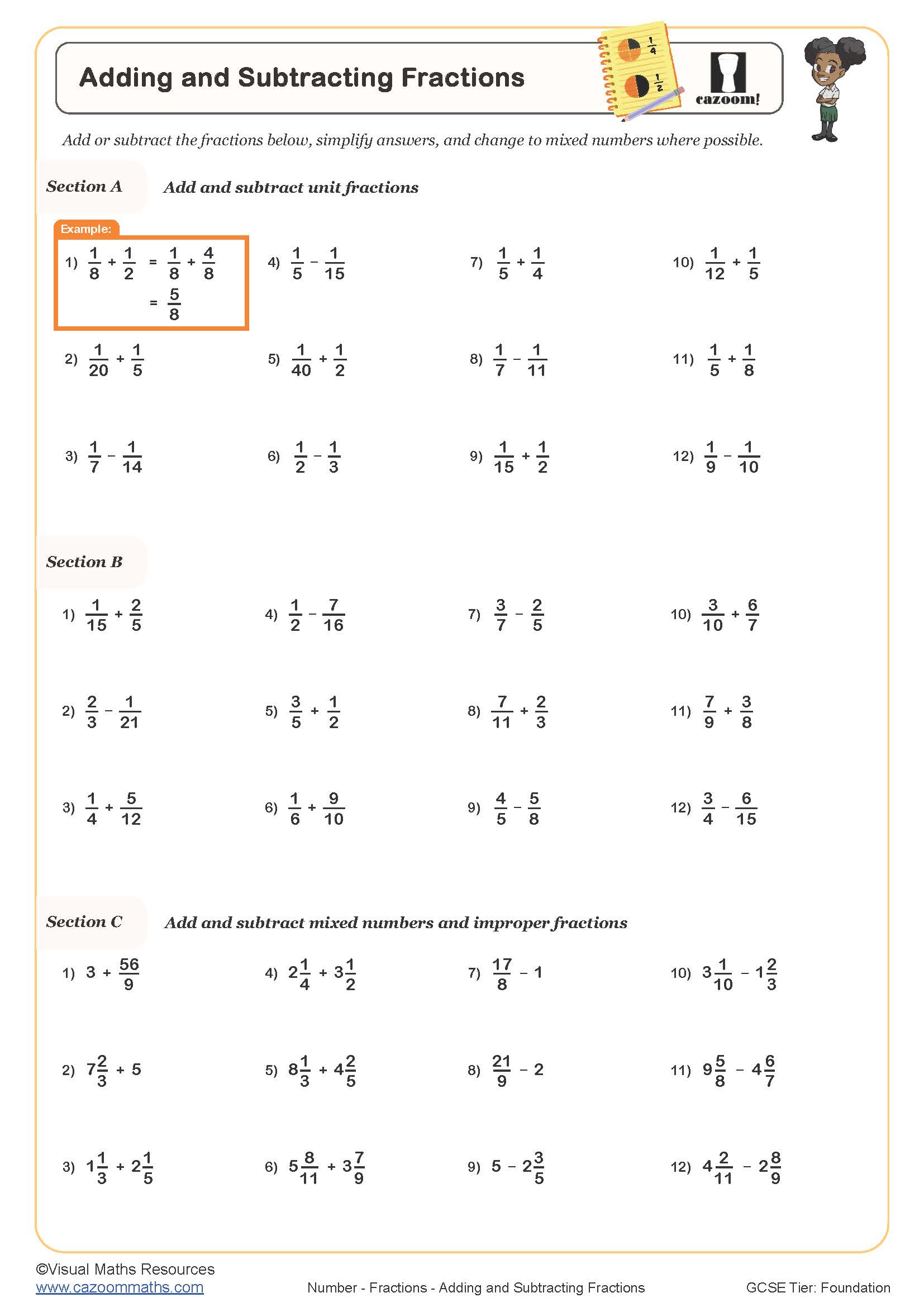 Save 60+ Adding And Subtracting Fractions Worksheets Ideas 18