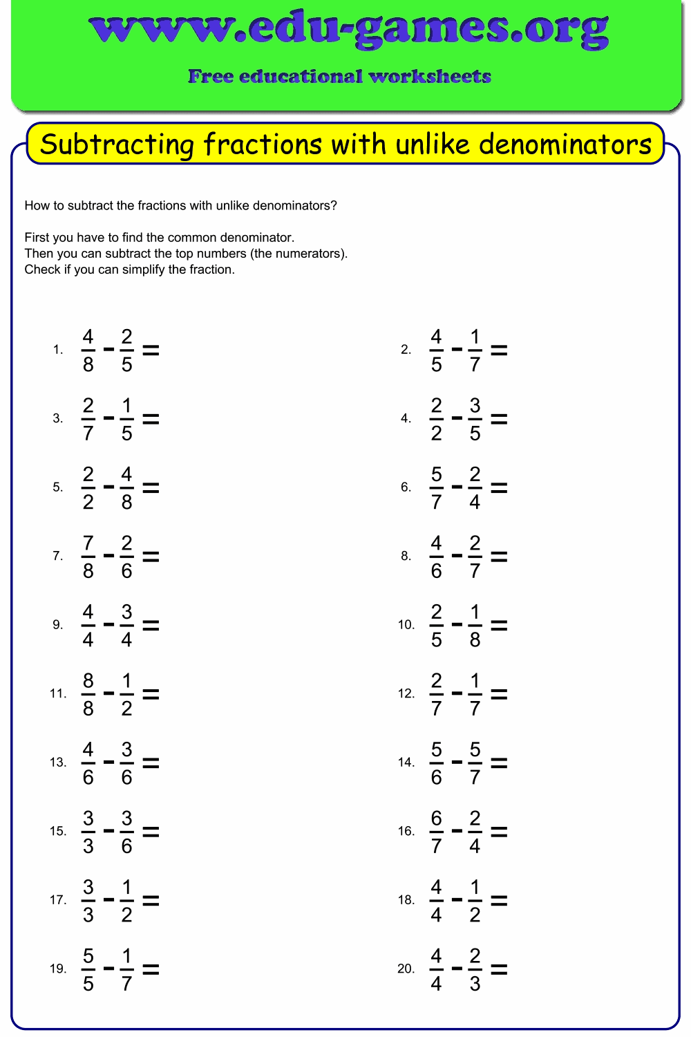 Save 60+ Adding And Subtracting Fractions Worksheets Ideas 22