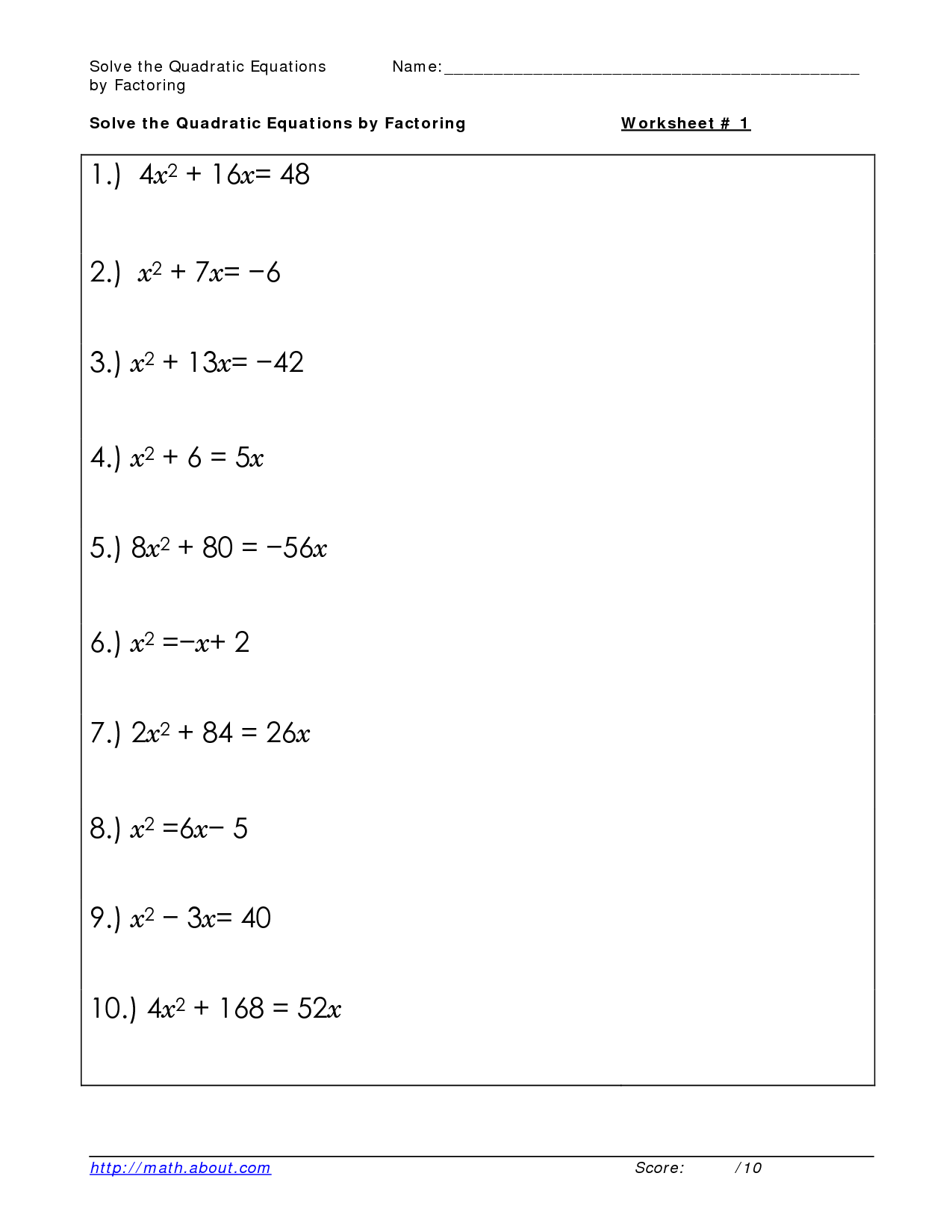 Save 60+ Quadratic Formula Worksheets Ideas 18