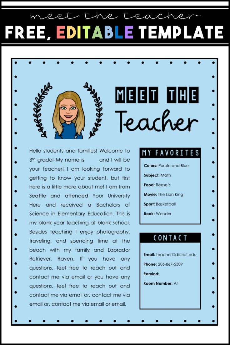 Best 45 Meet The Teacher Template Free Ideas 29