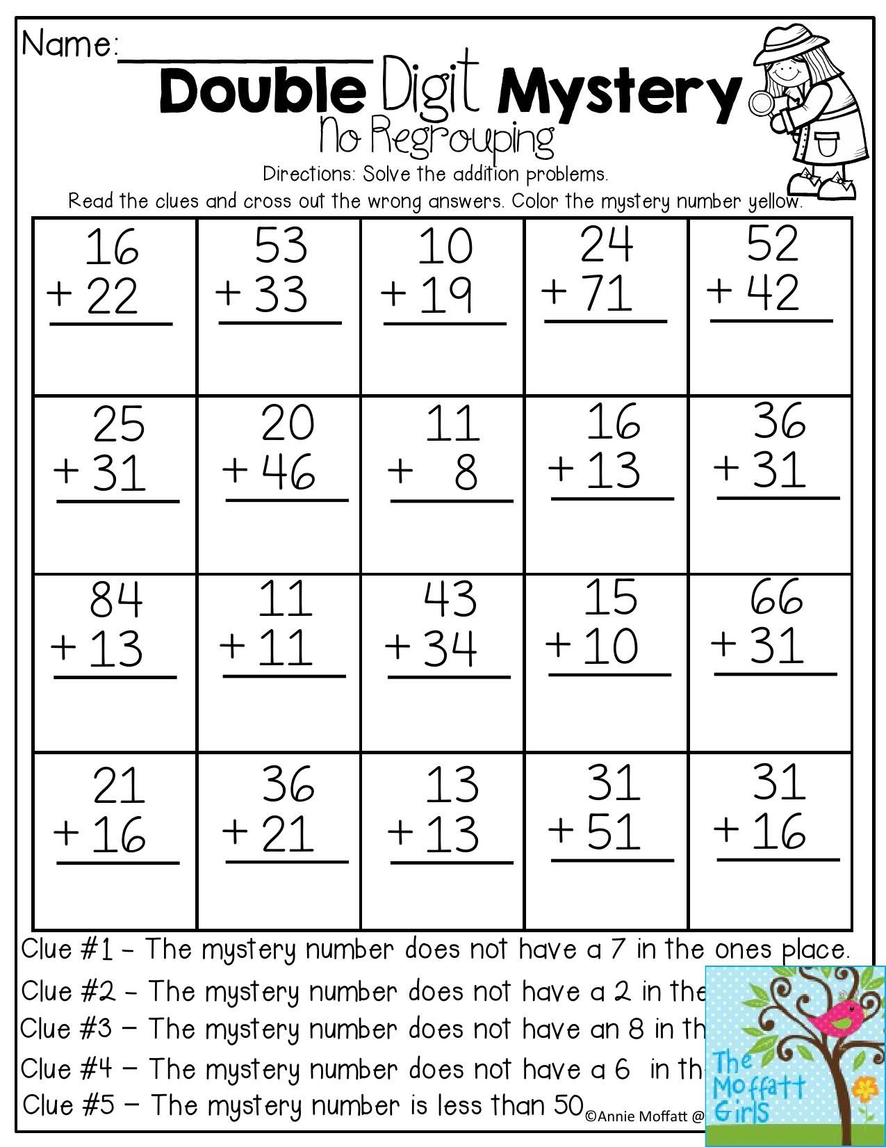 30 2 Digit Addition Worksheets Grade 1