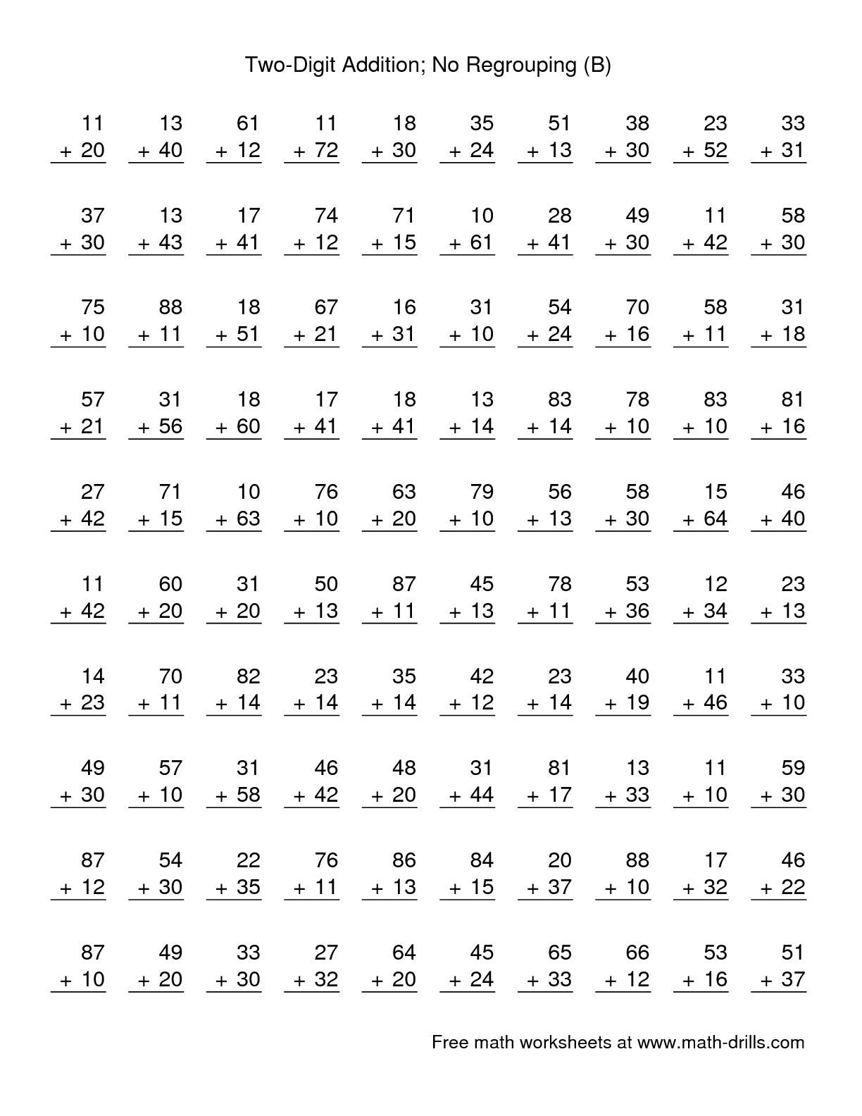 30 2 Digit Addition Worksheets Grade 1
