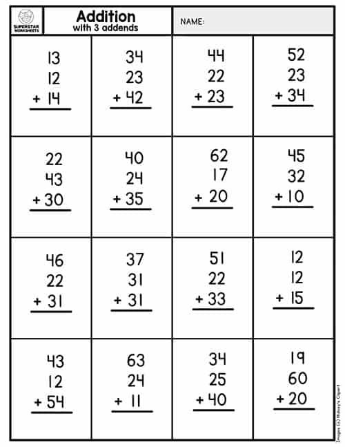30 2 Digit Addition Worksheets Grade 1