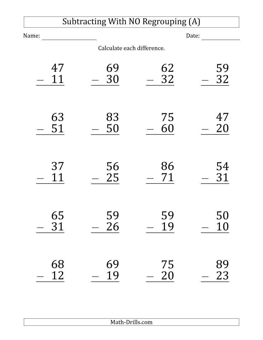 30 2 Digit Subtraction With Regrouping Free Math Worksheets