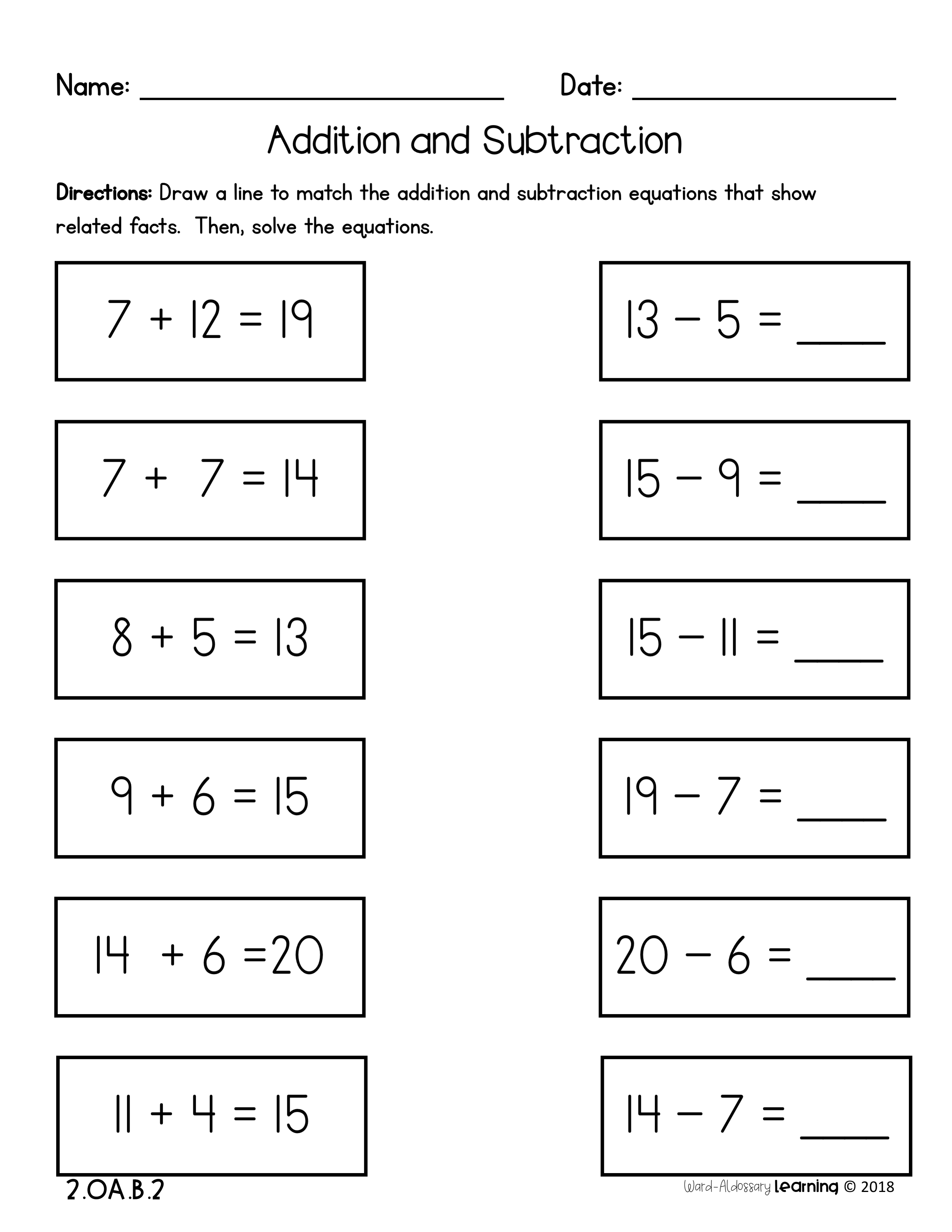 30 2Nd Grade Math Worksheets Free Addition And Subtraction Workshee