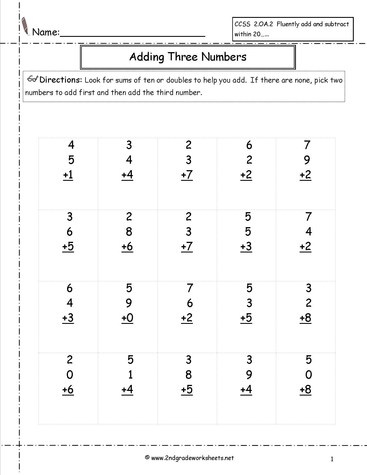 30 2Nd Grade Math Worksheets Free Addition And Subtraction Workshee