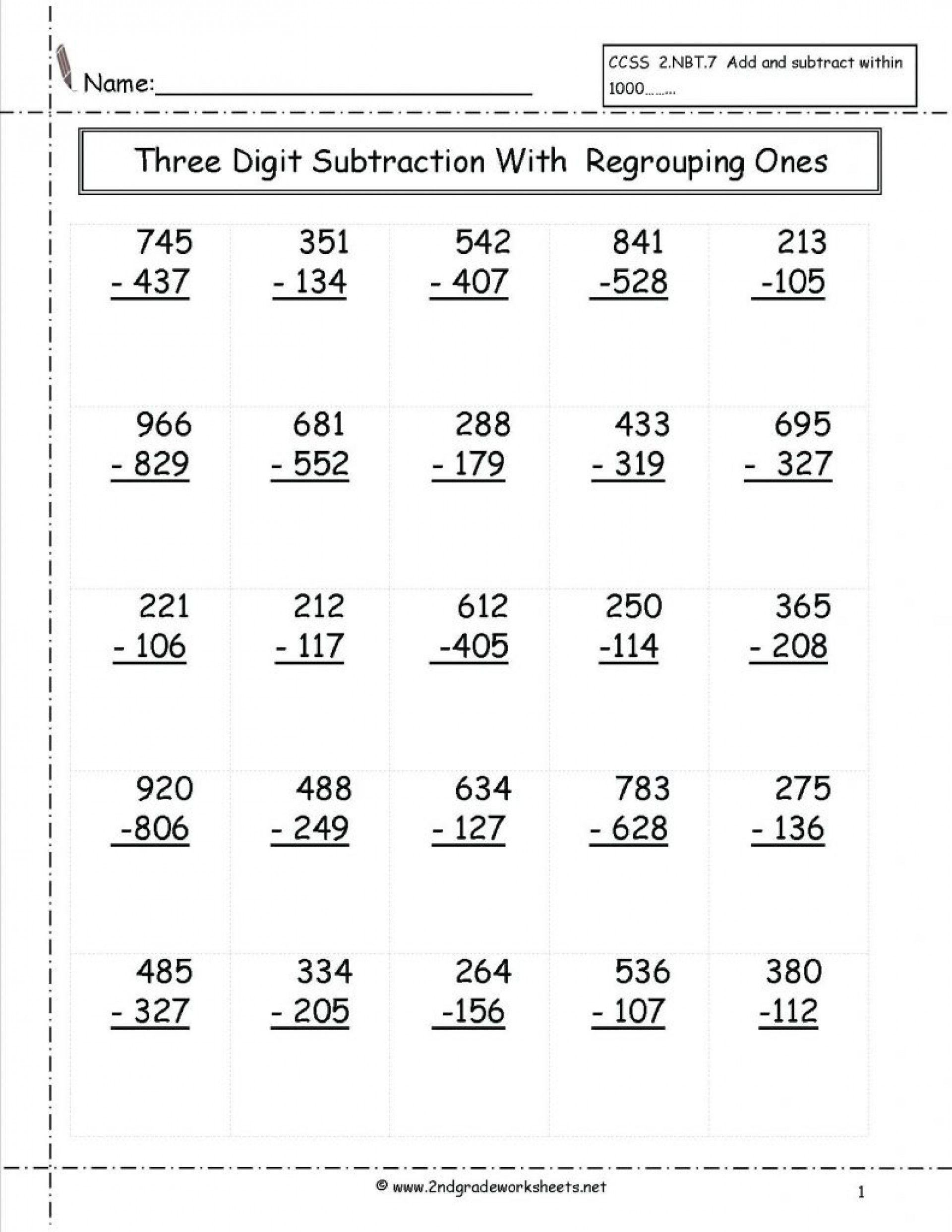 30 2Nd Grade Math Worksheets Free Addition And Subtraction Workshee