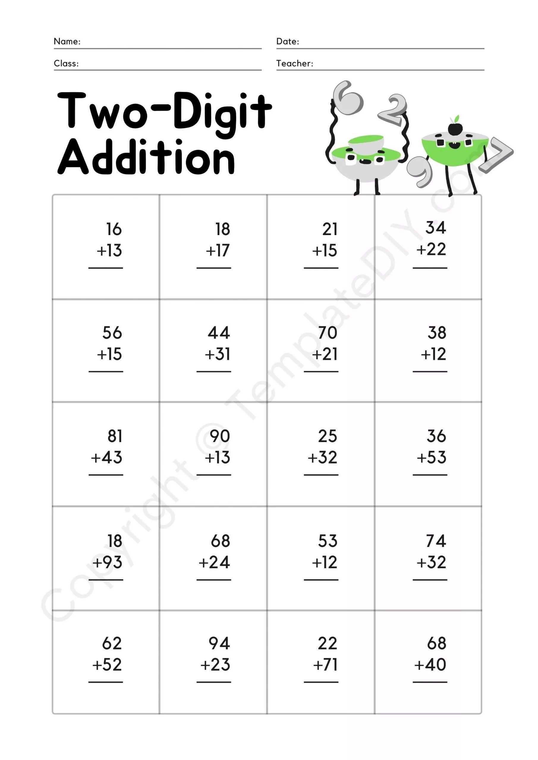 30 2Nd Grade Math Worksheets Free Addition And Subtraction Workshee