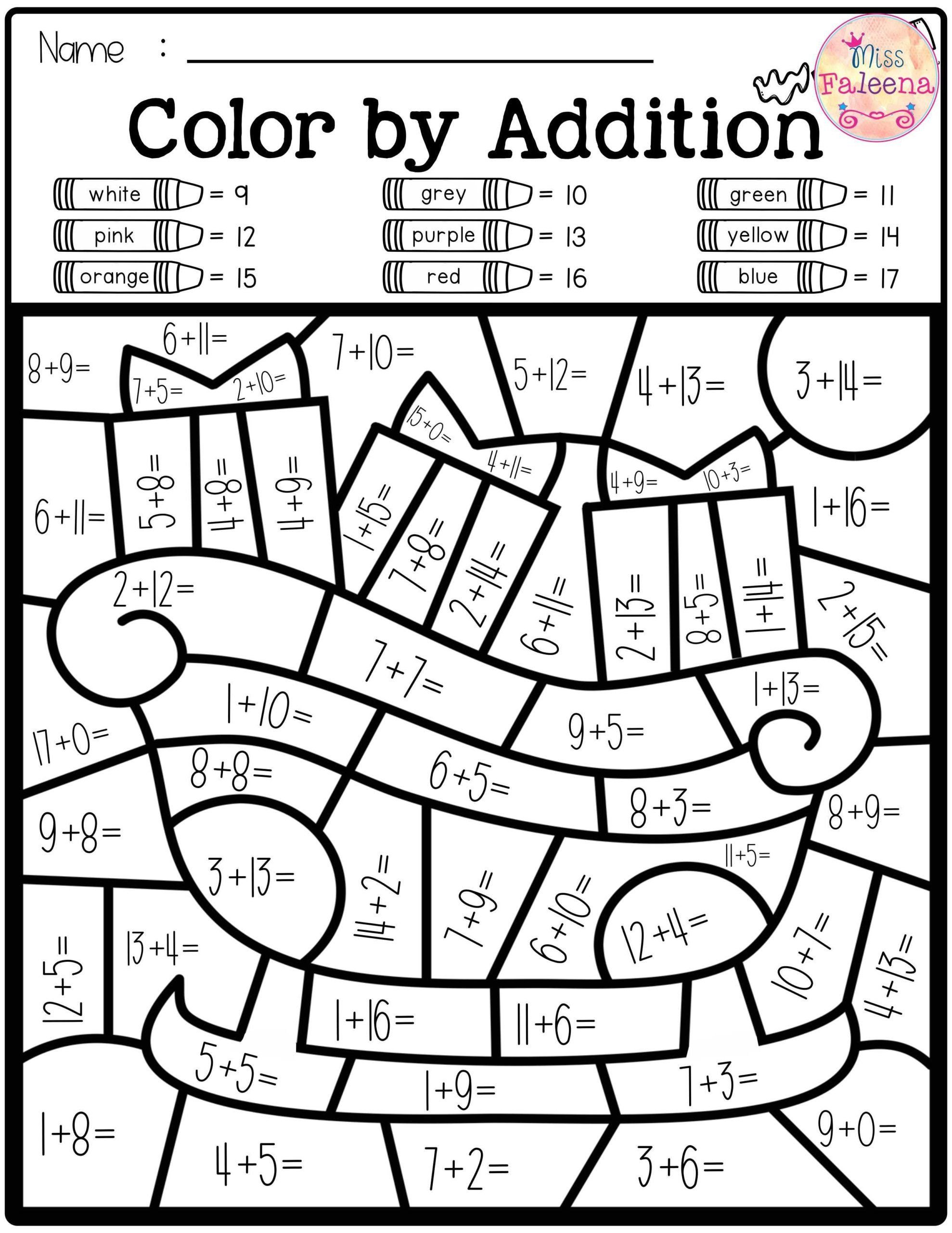 30 Addition Coloring Worksheets 2Nd Grade
