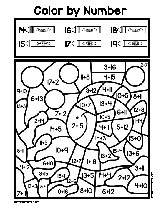 30 Addition Coloring Worksheets 2Nd Grade
