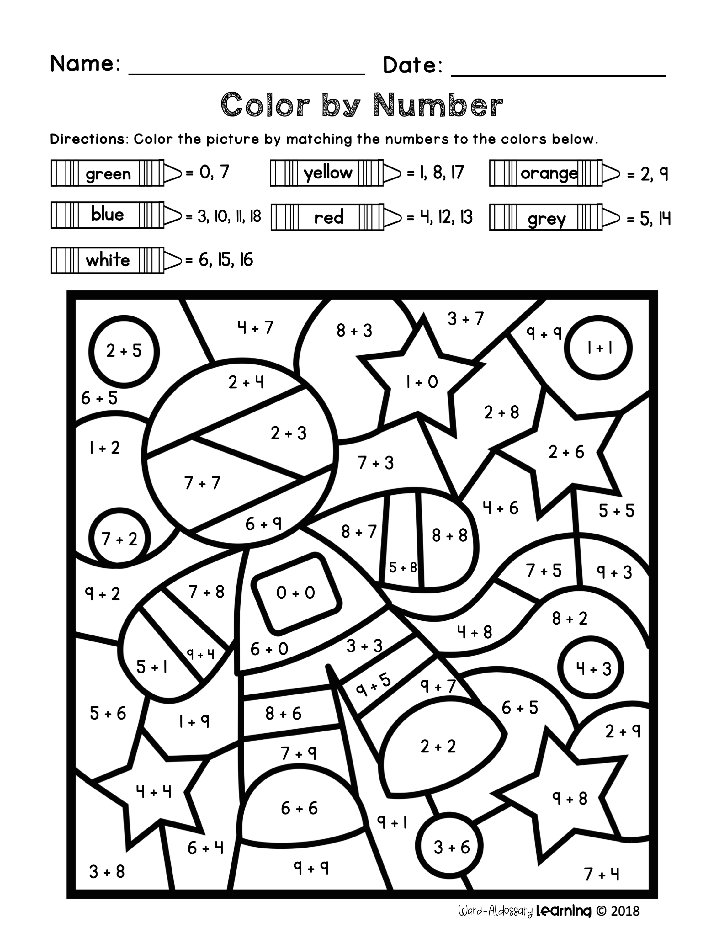 30 Addition Coloring Worksheets 2Nd Grade