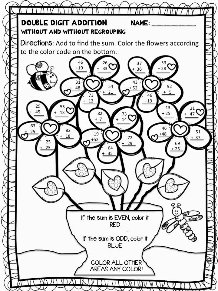 30 Addition Coloring Worksheets 2Nd Grade