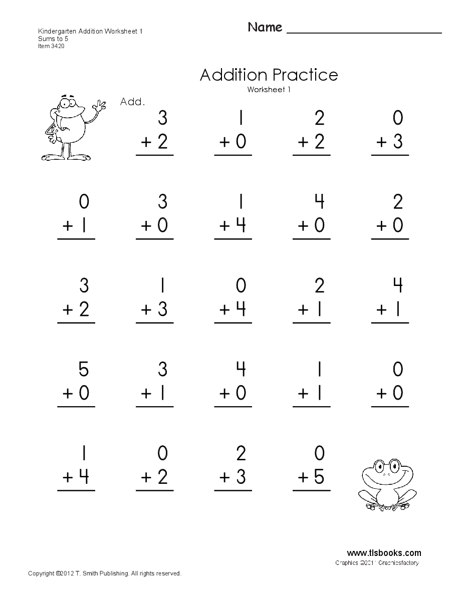 30 Addition To 5 Worksheets Kindergarten