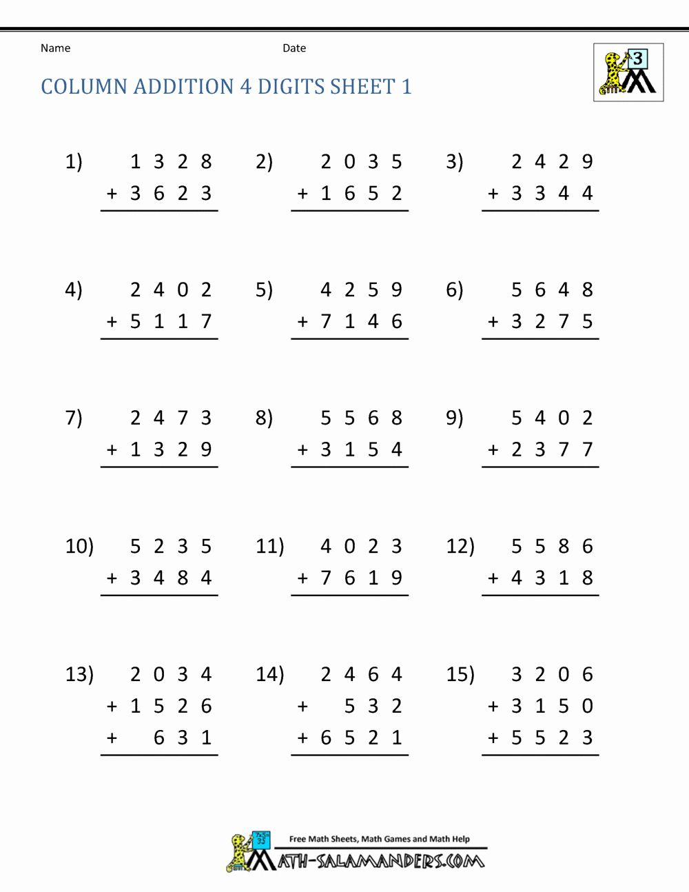30 Addition Worksheets 3Rd Grade 2 Digit