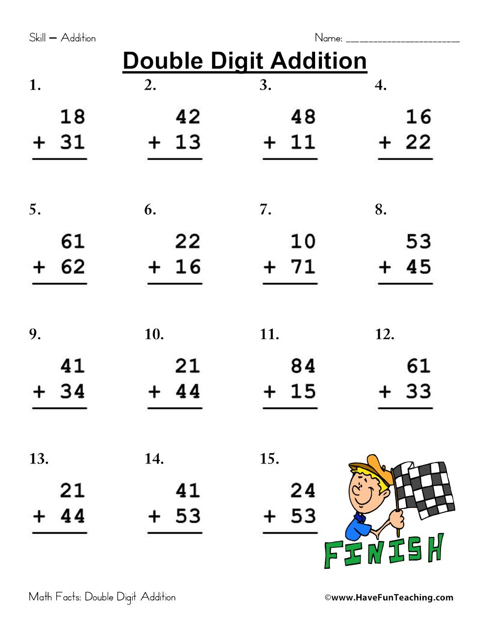 30 Addition Worksheets 7 Digits