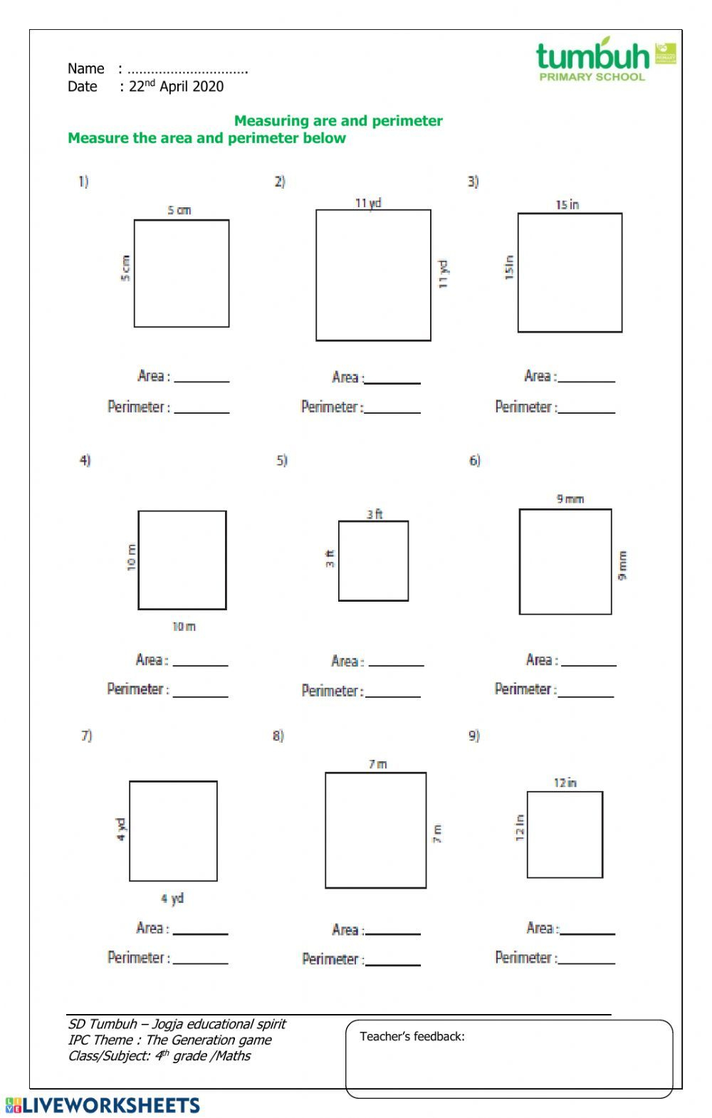 30 Area And Perimeter Worksheets For Grade 6